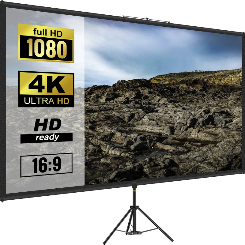 Home Cinema Portable - 100 Inch Tripod Projector Screen with