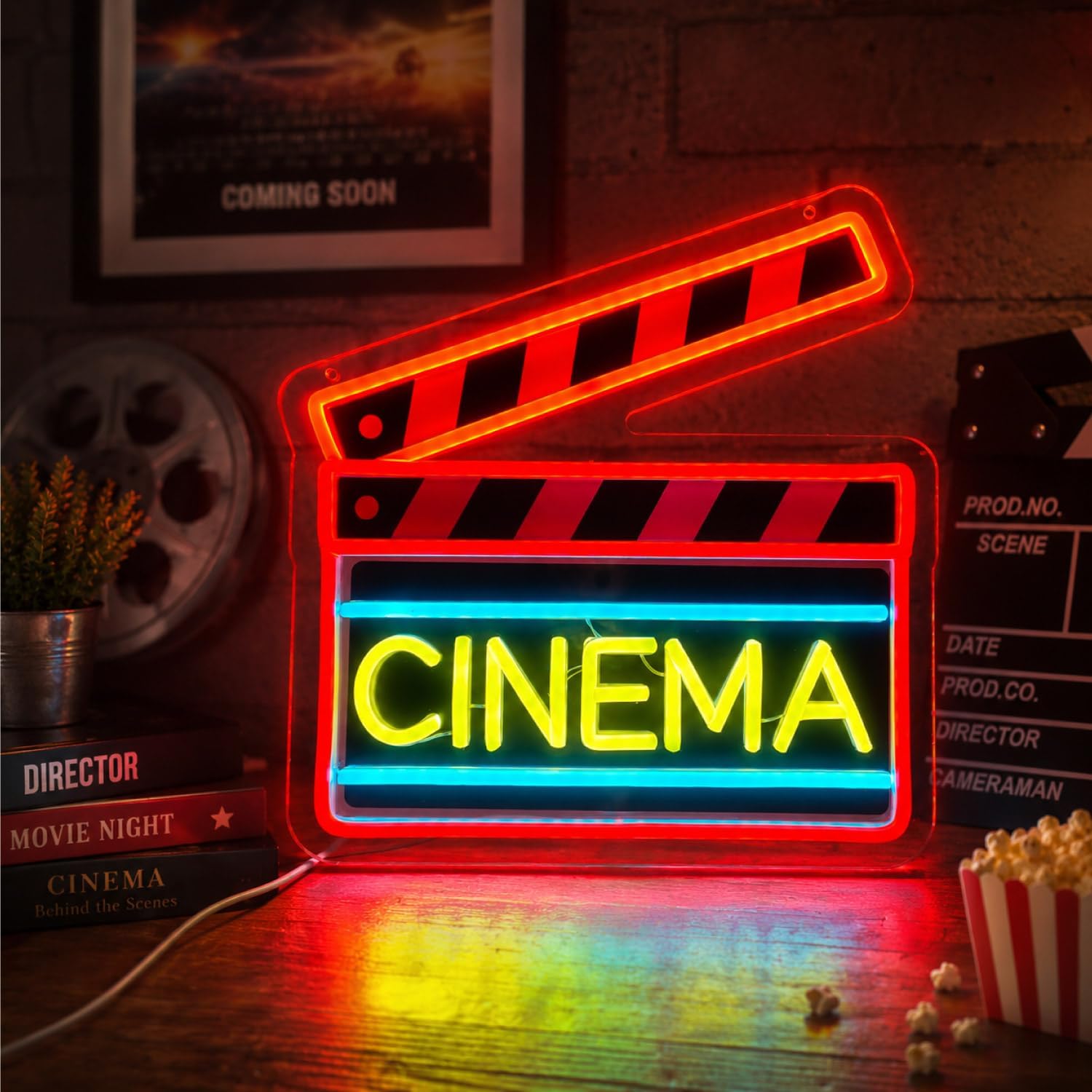 Home Cinema Wall Lights - Cinema Clapperboard LED Neon Sign USB