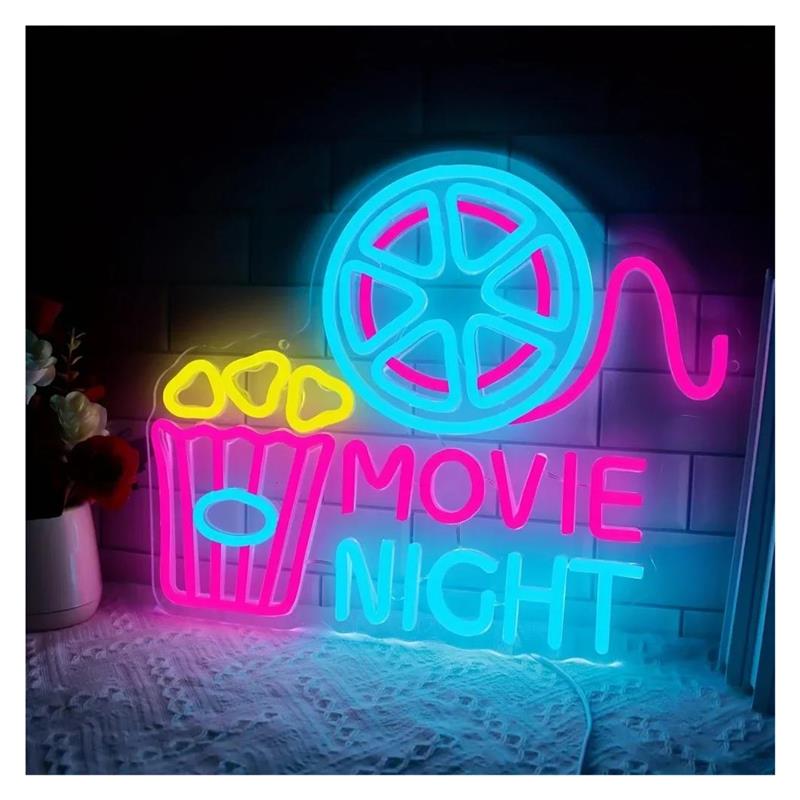 Home Cinema Wall Lights - Movie Night Neon Sign Popcorn Light