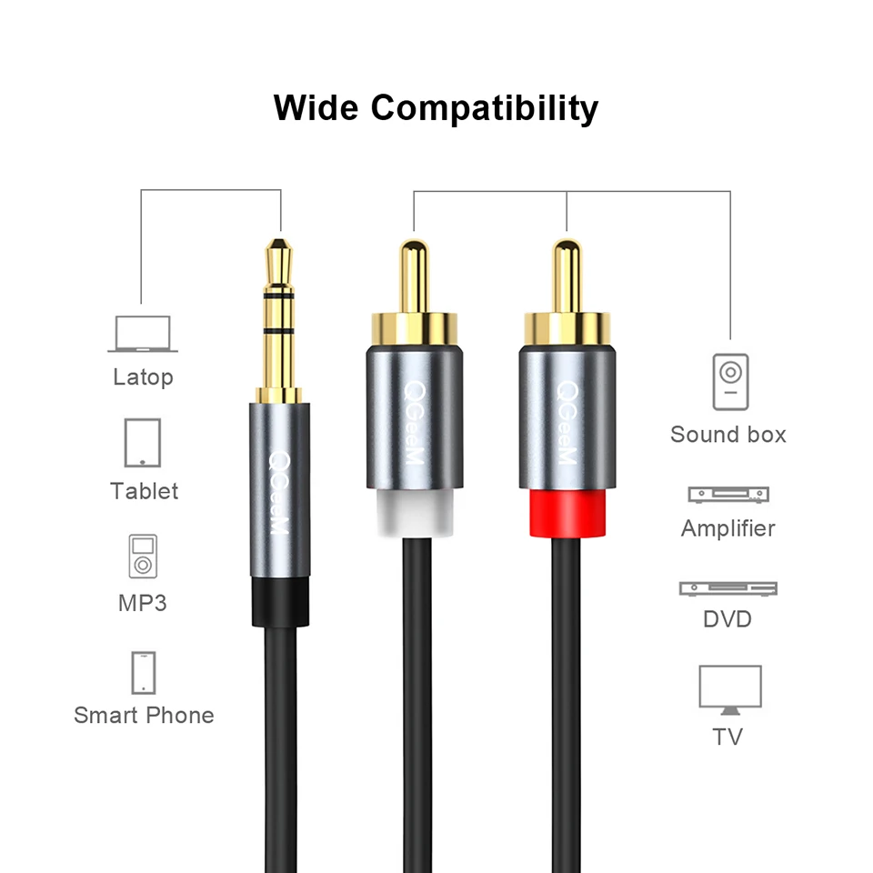 QGeeM RCA Cable 2RCA to 3.5 Au - Home Cinema Dvd review and price