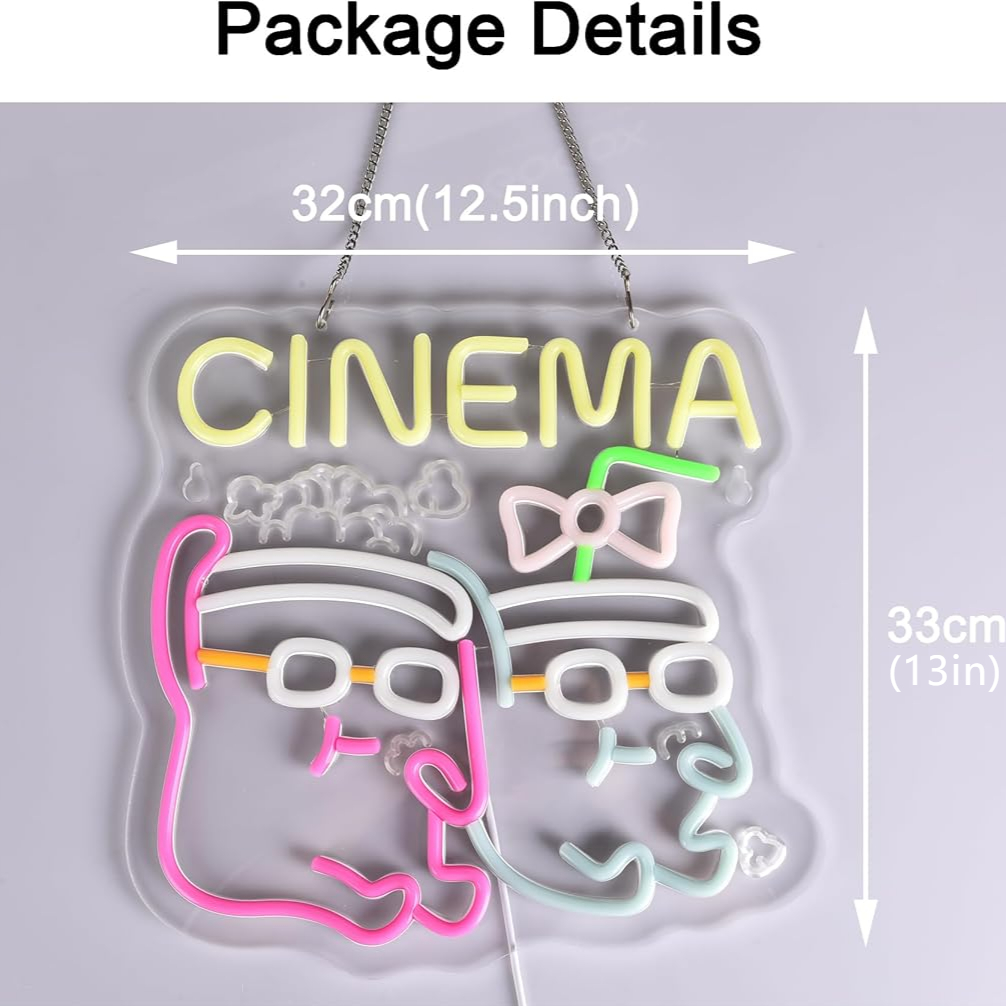 Cinema Neon Sign LED Popcorn D - Home Cinema Wall Lights review and price